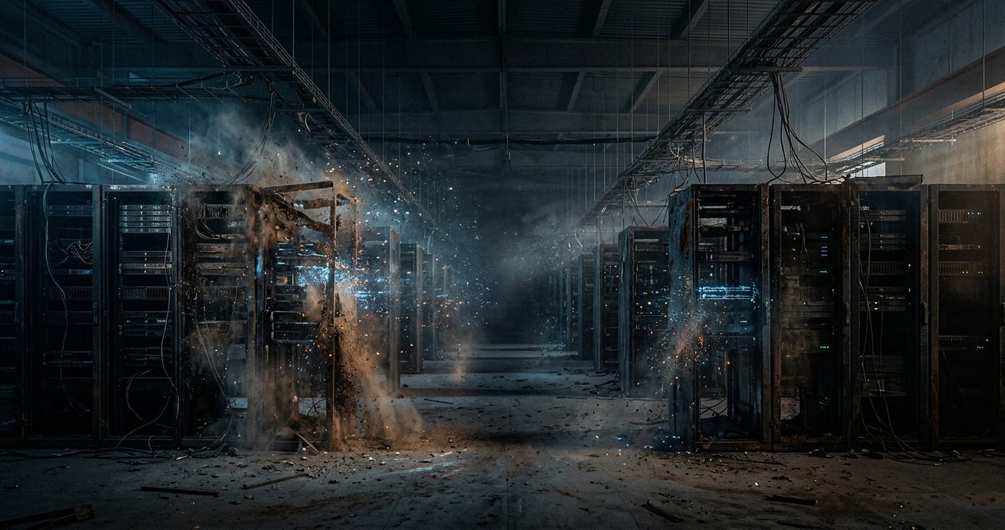 Empty servers dissolving into dust