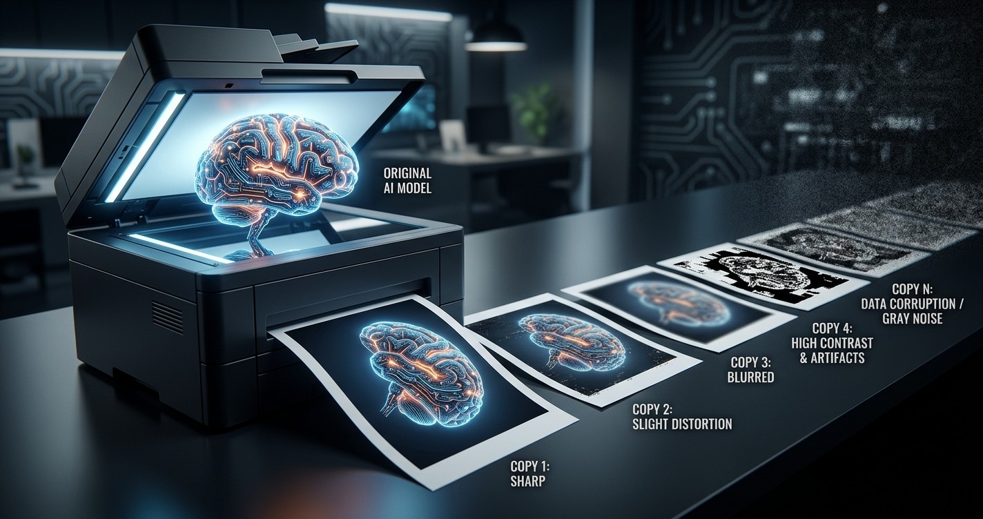 Photocopy of a robotic brain degrading