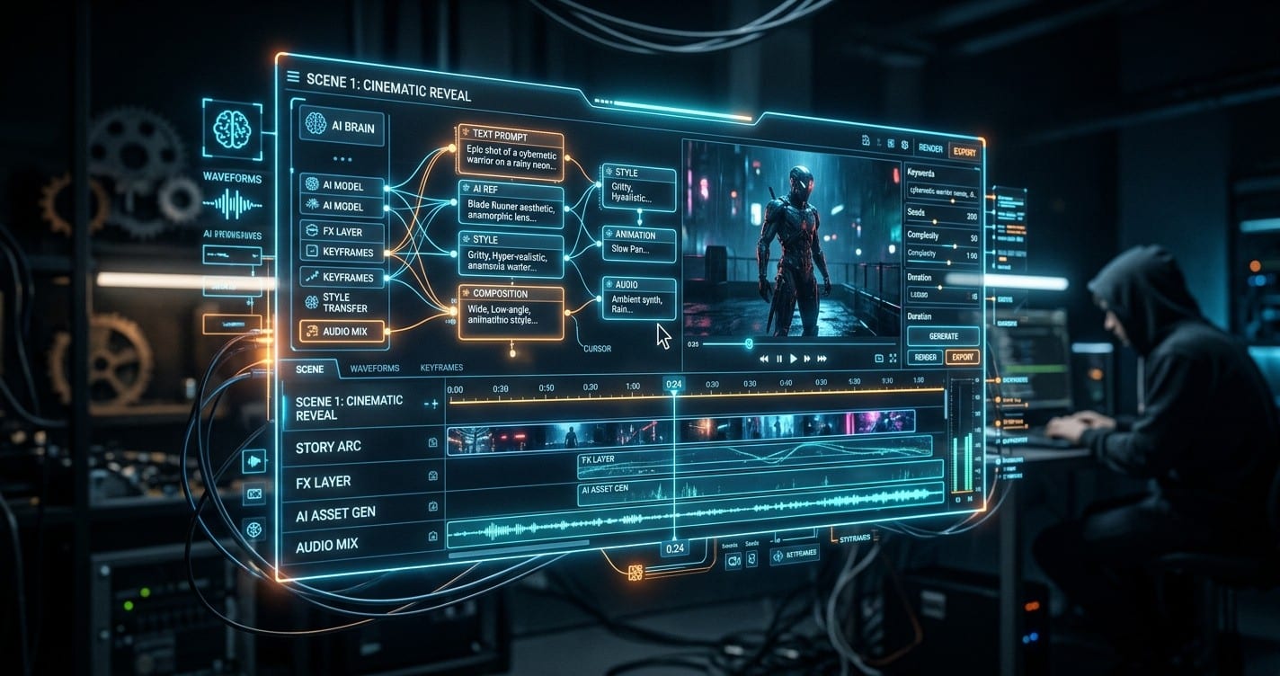 Futuristic AI Editing Timeline