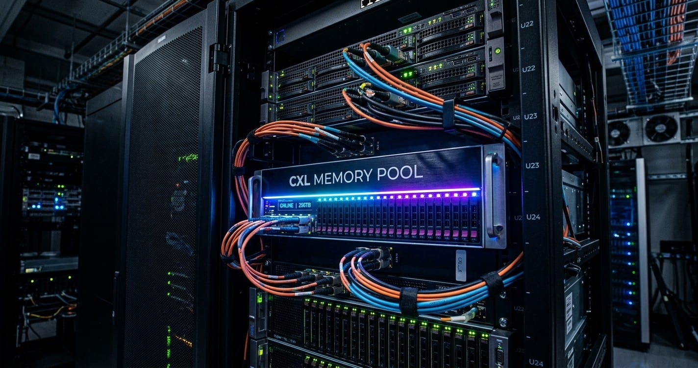 CXL memory chassis in a server rack