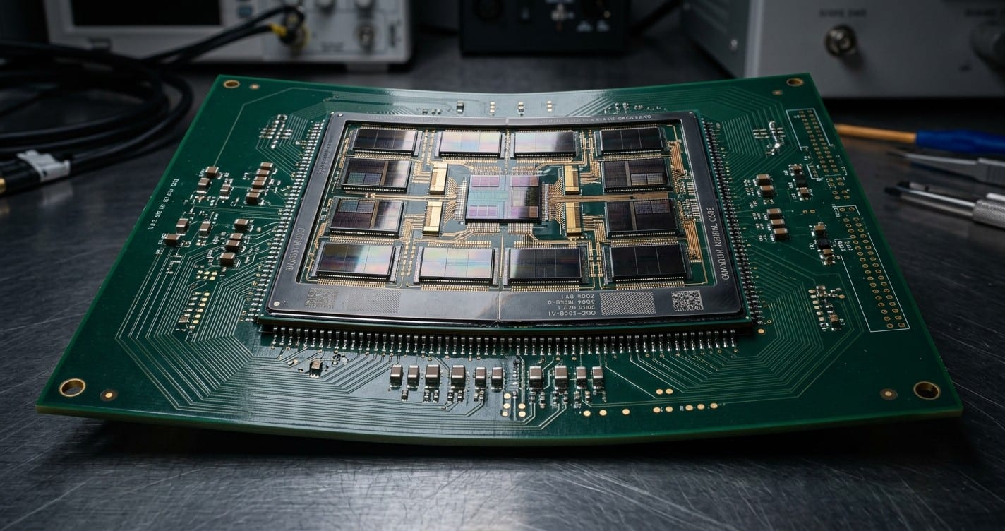 A massive AI chip showing substrate warping