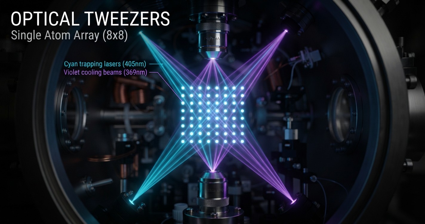 Optical tweezers trapping a grid of single atoms