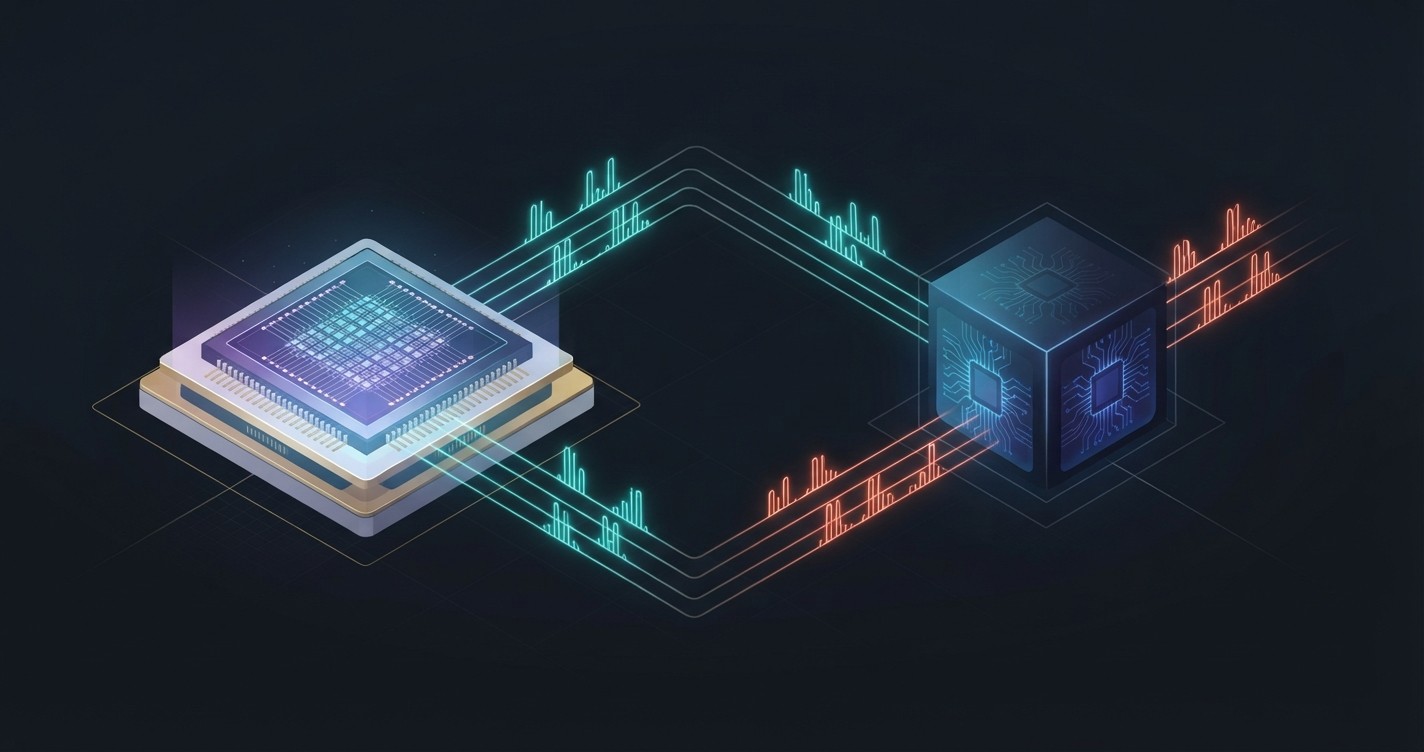 Diagram of a quantum processor streaming syndrome data to a classical decoder