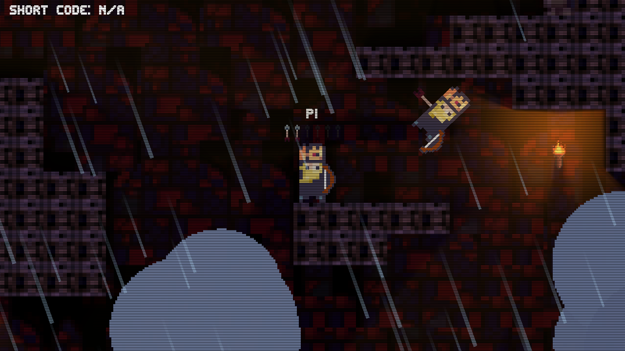 Skyfall en mai 2026 : sous la pluie, une flèche projette un archer nain vers un mur éclairé par une torche, pendant que le tireur reste debout sur un rebord.