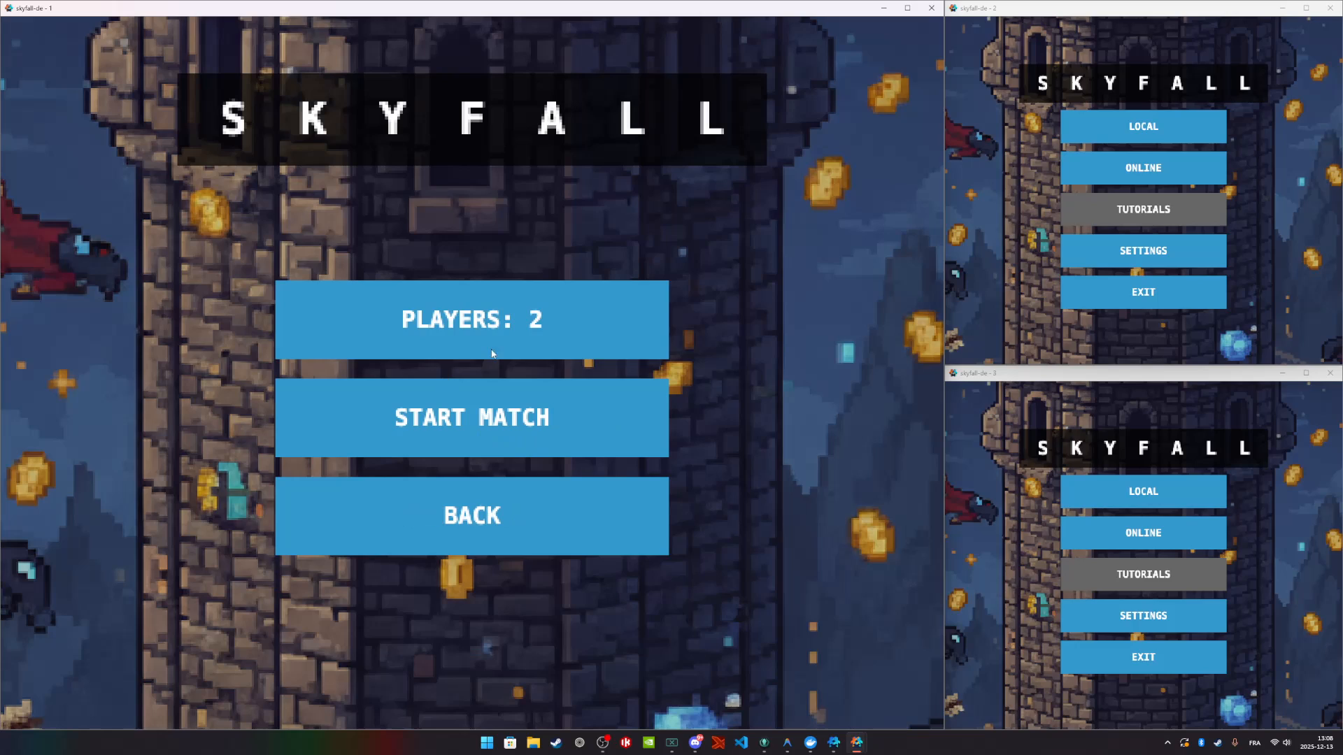 The menu flow for an online room, from a recording of the build