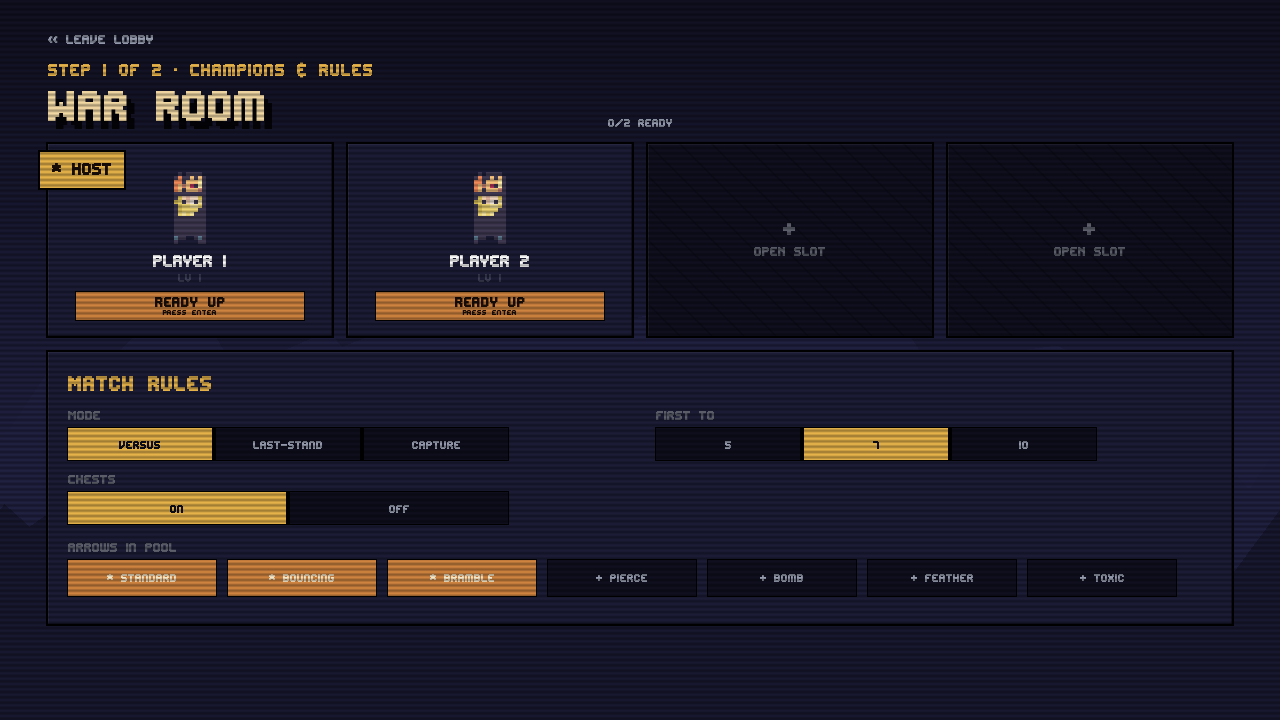 The War Room lobby with player readiness and map votes