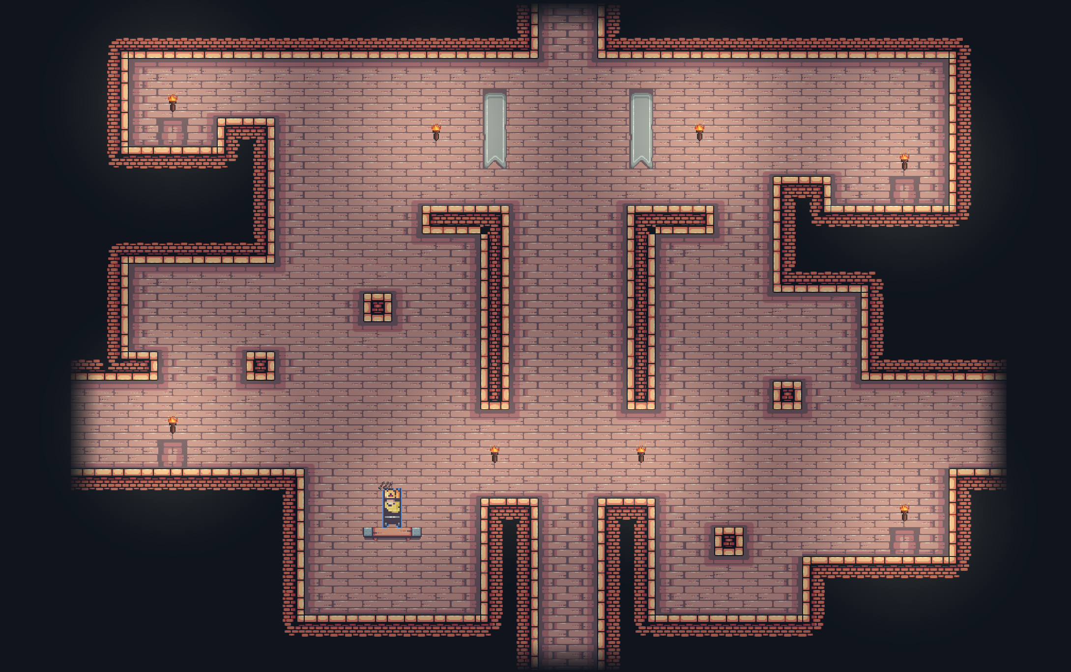 The Choosen One, the first Skyfall map, drawn in brick and torchlight.