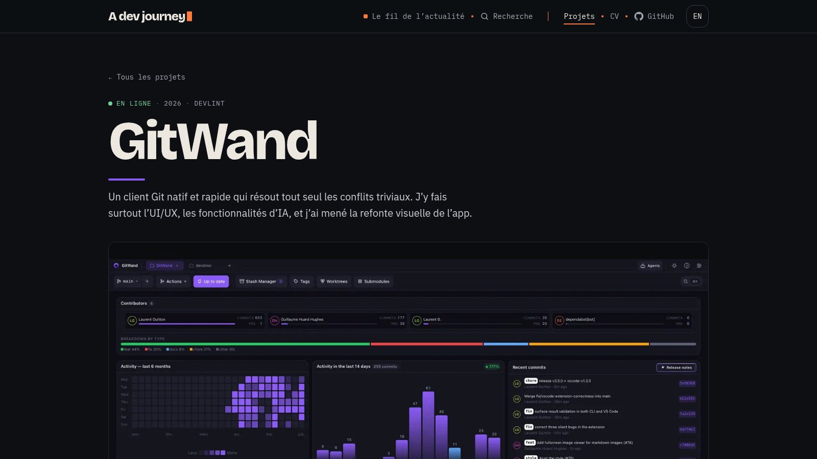 A project page, here GitWand’s.