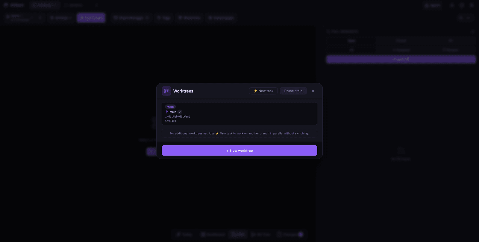 Worktrees, one per task, side by side.