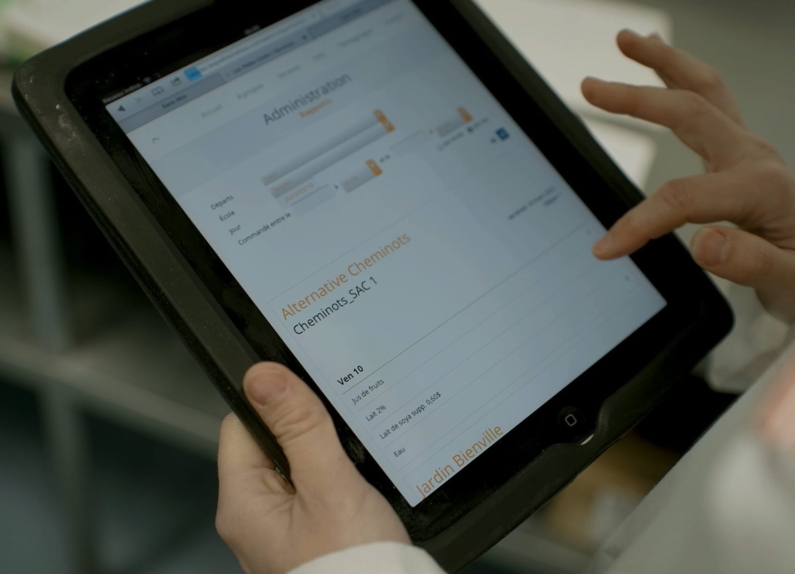 The administration on a tablet.